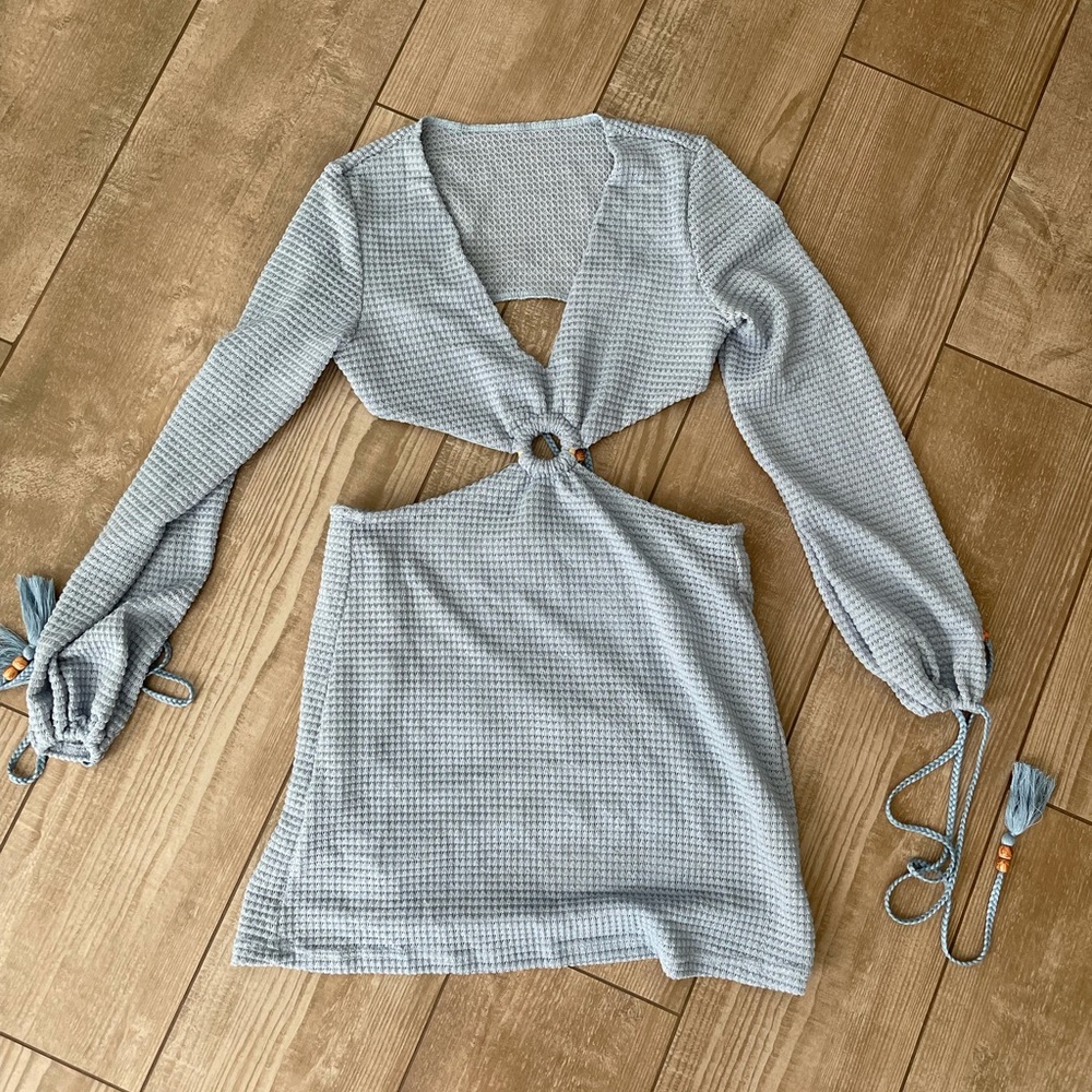 Dusty Blue Cut Out Dress